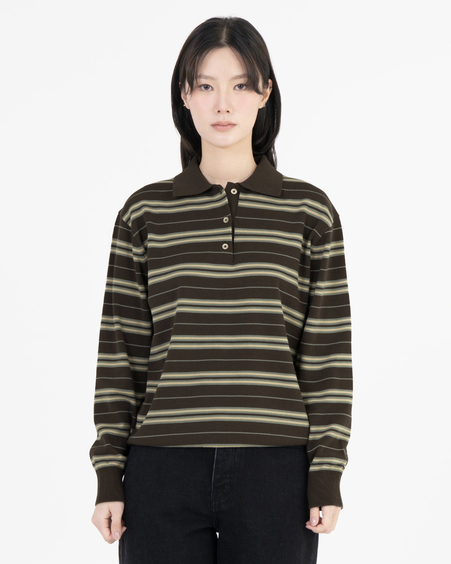 Brownyard - Stripe Knit Pique (Brown) product image 2 | TRAB K-Fashion Australia