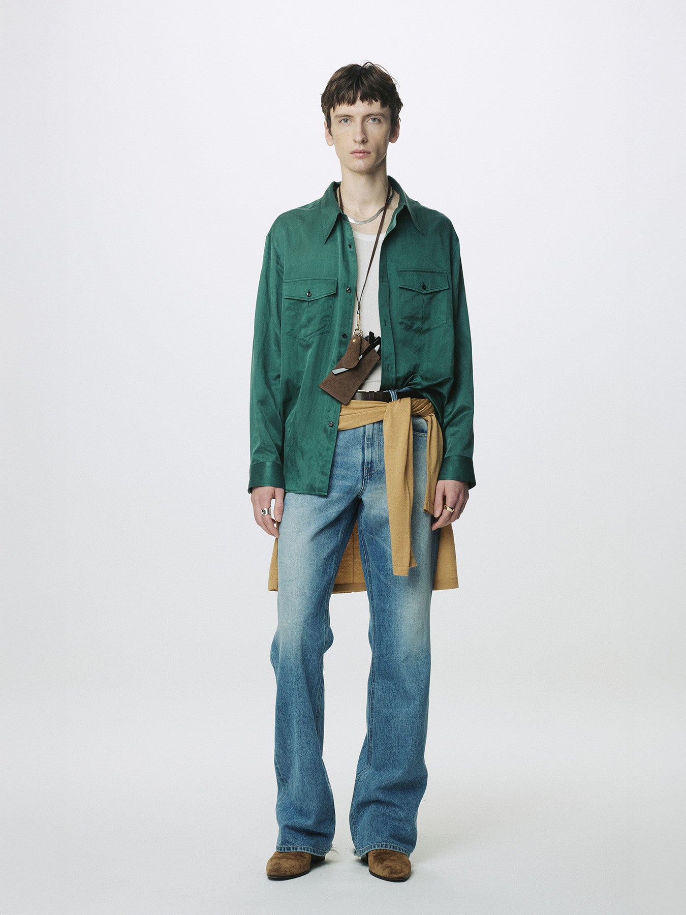 Tonywack - Silk Cotton Double Pocket Shirt (Green) product image 2 | TRAB K-Fashion Australia