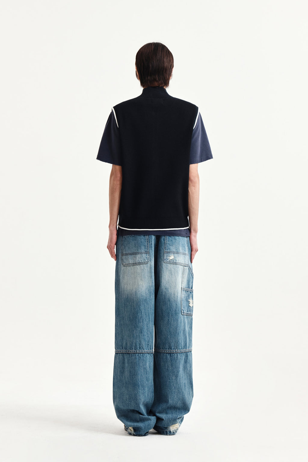 Matin Kim - Matin Kim Spell Point Knit Zip Up Vest (Black) product image 12 | TRAB K-Fashion Australia