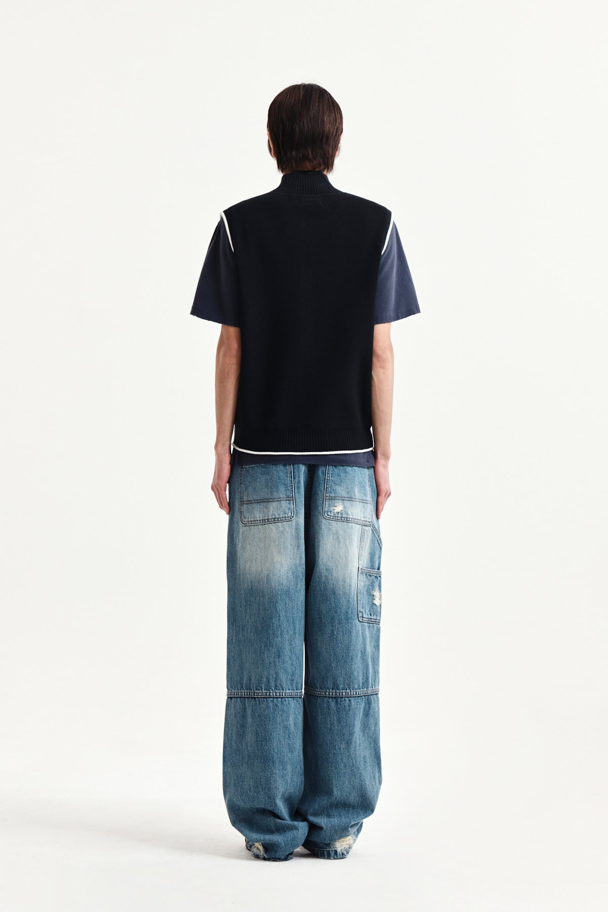 Matin Kim - Matin Kim Spell Point Knit Zip Up Vest (Black) product image 12 | TRAB K-Fashion Australia