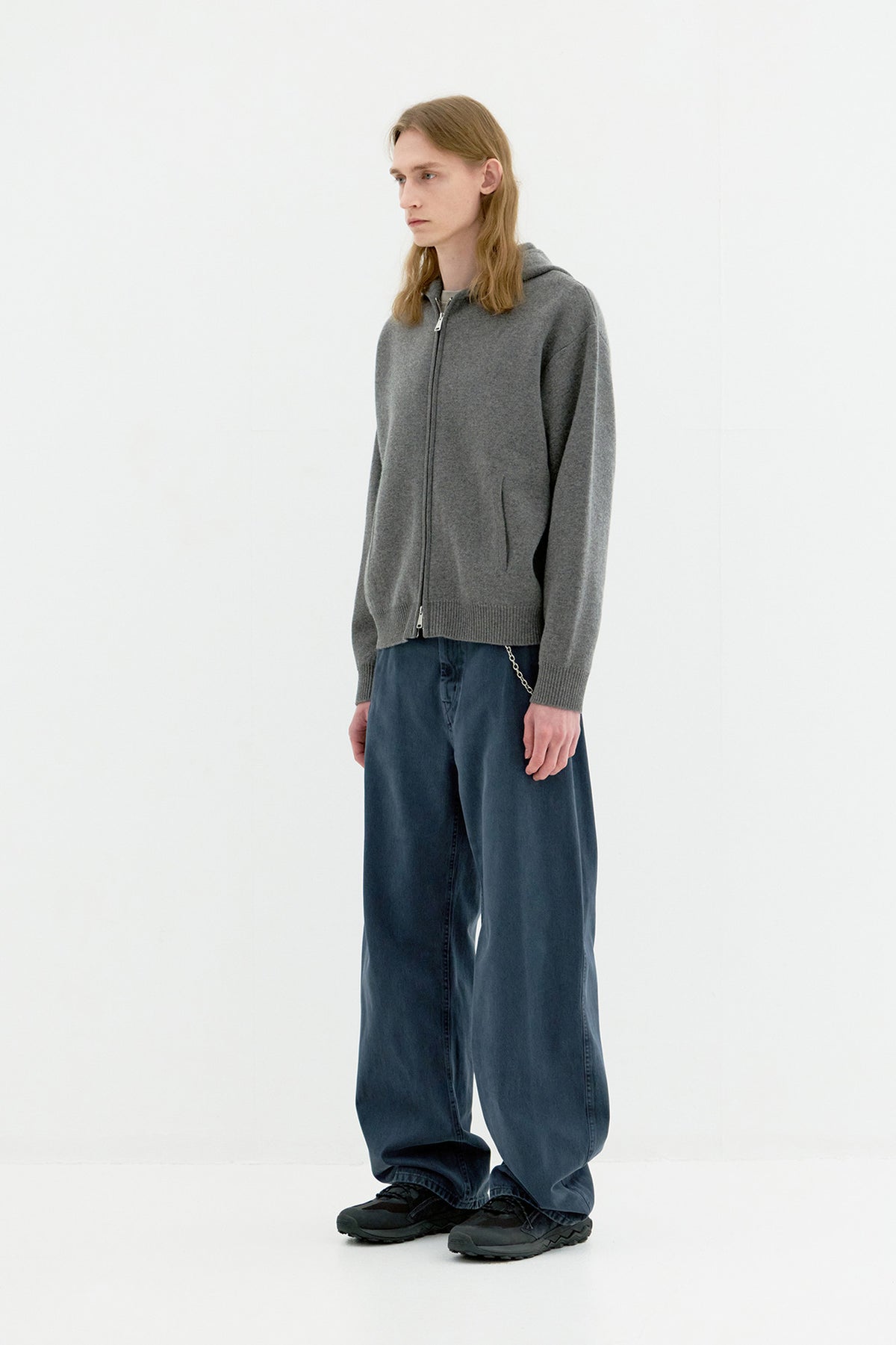 Coor - Double Face Wool And Blend Hoodie Zip-Up (Melange Charcoal) product image 3 | TRAB K-Fashion Australia