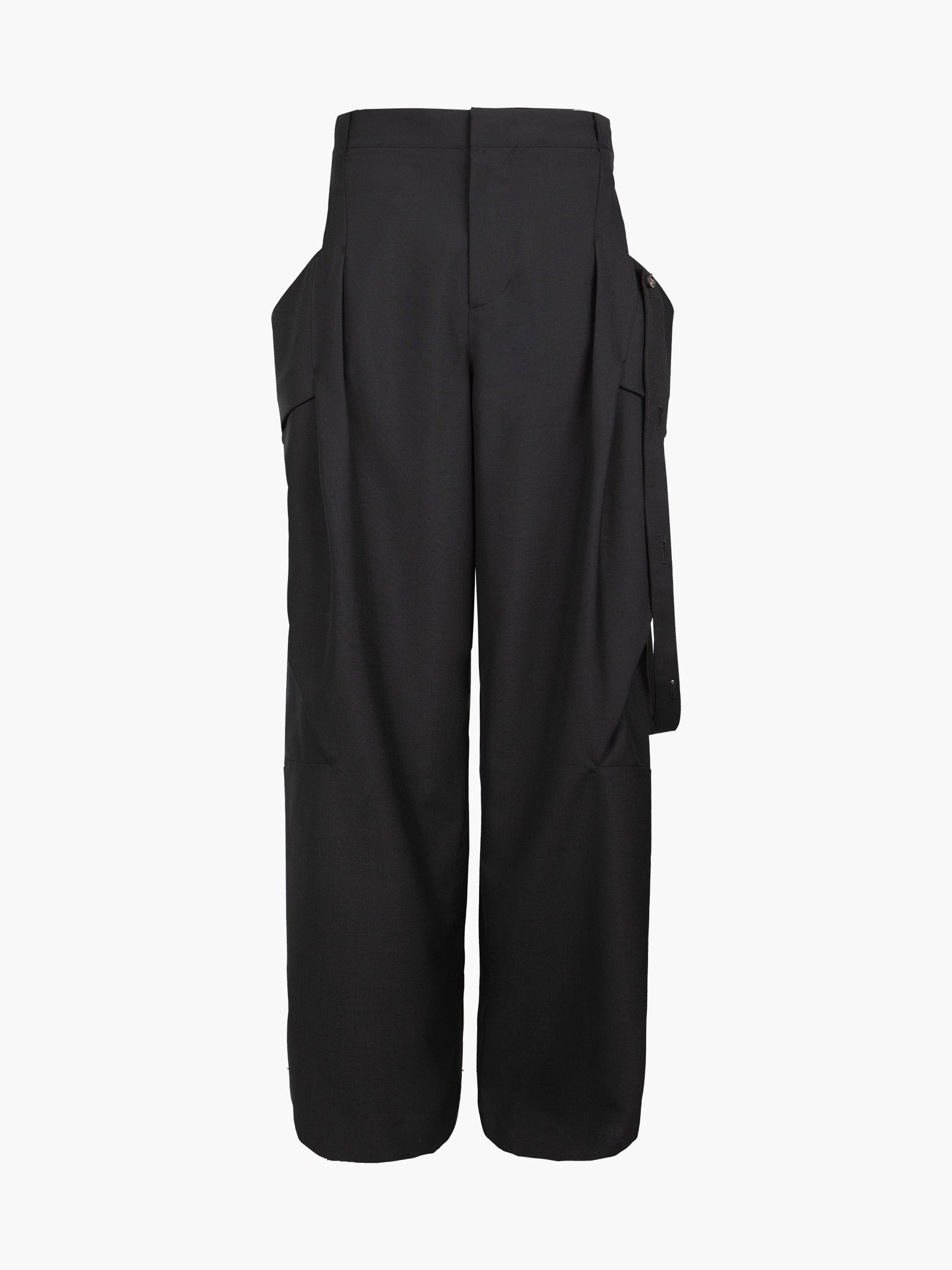 Jiyong Kim - Strap Detailed Wide Trousers (Black) product image 7 | TRAB K-Fashion Australia