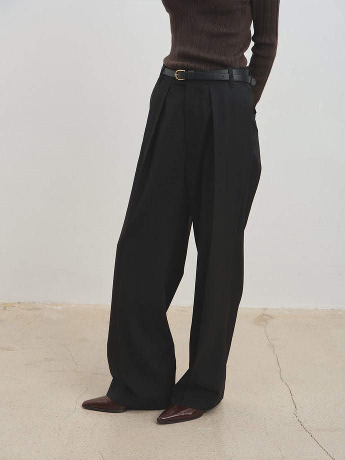 Tonywack - Light Wool Pleated Wide Trousers (Black) product image 7 | TRAB K-Fashion Australia
