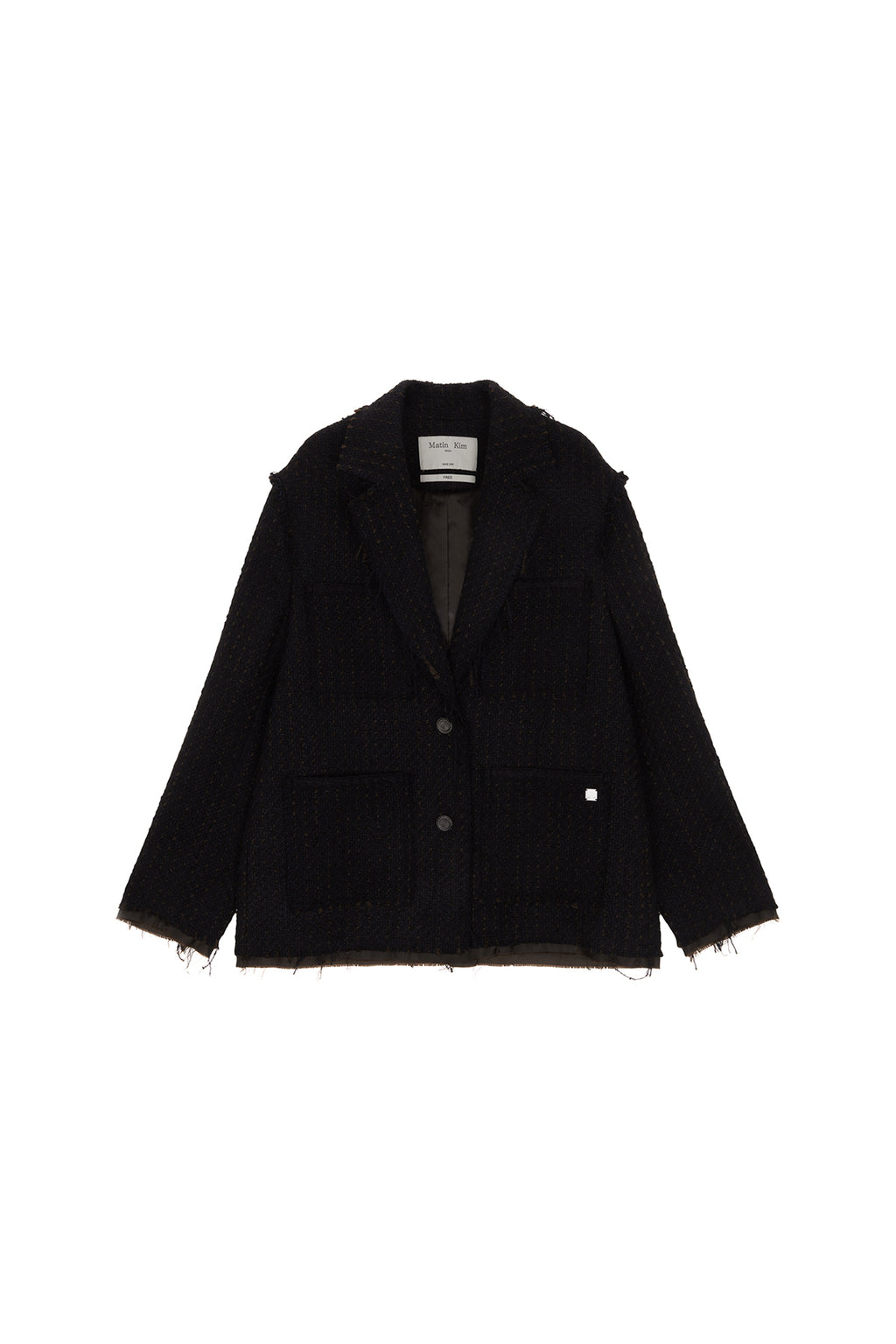 Matin Kim - Tweed Pocket Blazer (Black) product image 1 | TRAB K-Fashion Australia