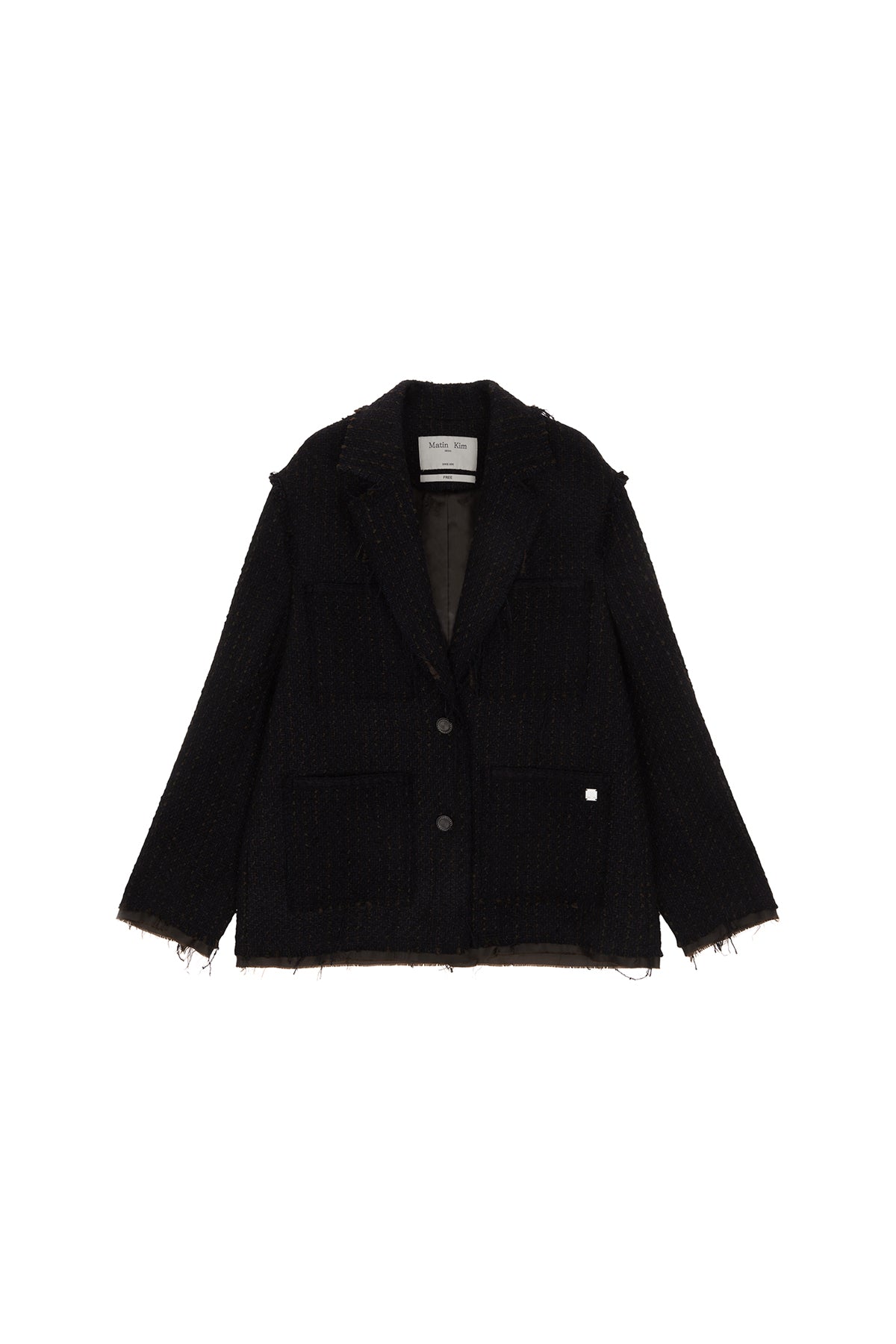 Matin Kim - Tweed Pocket Blazer (Black) product image 1 | TRAB K-Fashion Australia