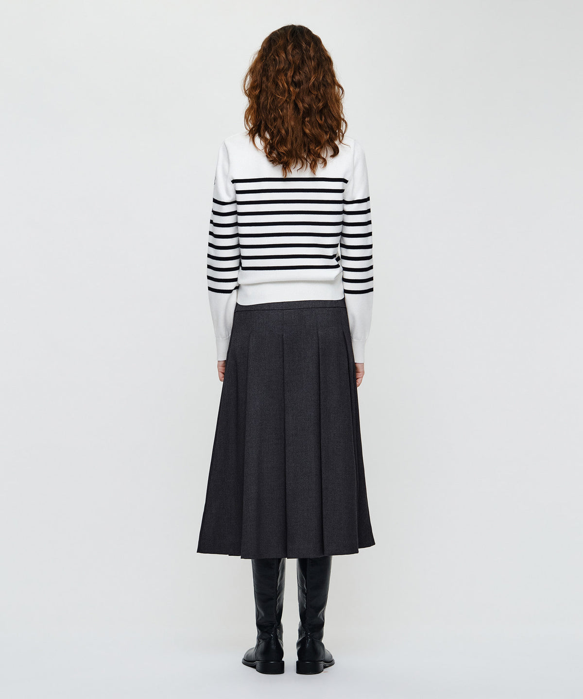 Marithe & Francois Girbaud - Belted Pleats Midi Skirt (Charcoal) product image 5 | TRAB K-Fashion Australia