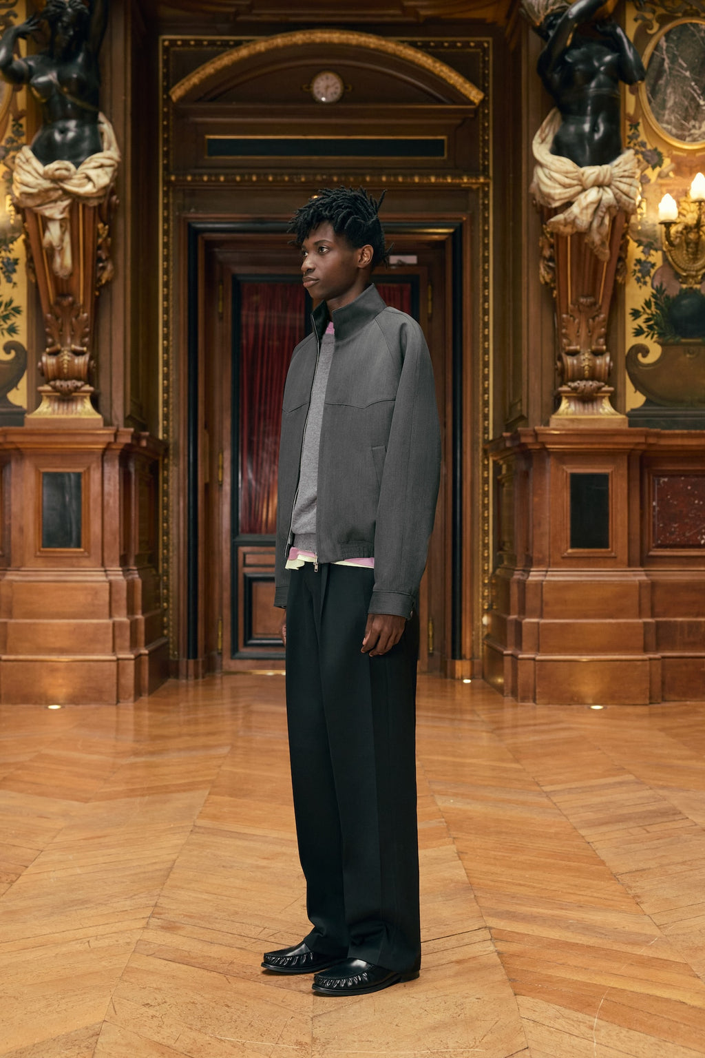 STU - High Neck Zip-up Wool Jacket (Grey) product image 2 | TRAB K-Fashion Australia