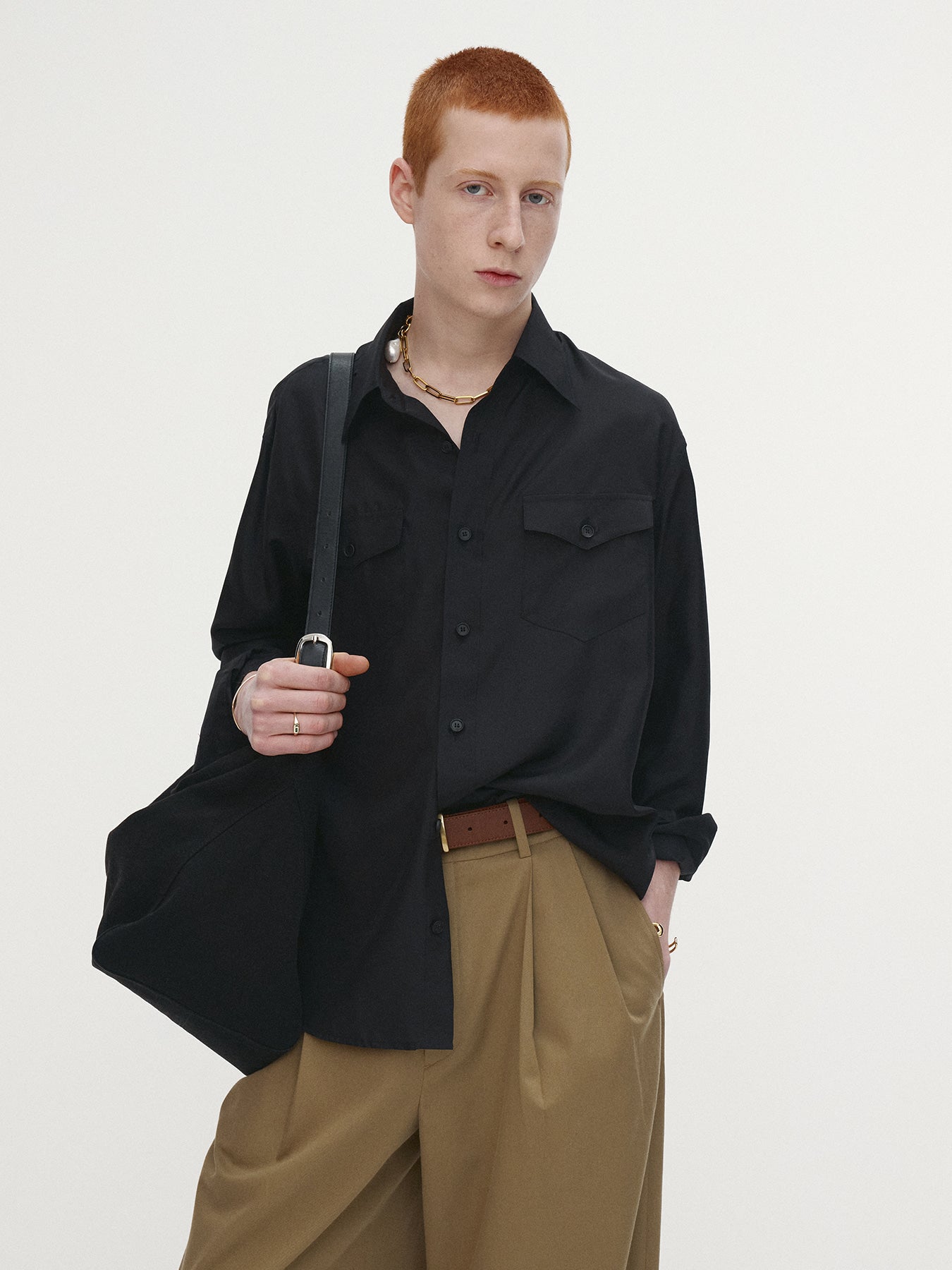 Tonywack - Silk Double Pocket Shirt (Black) product image 4 | TRAB K-Fashion Australia