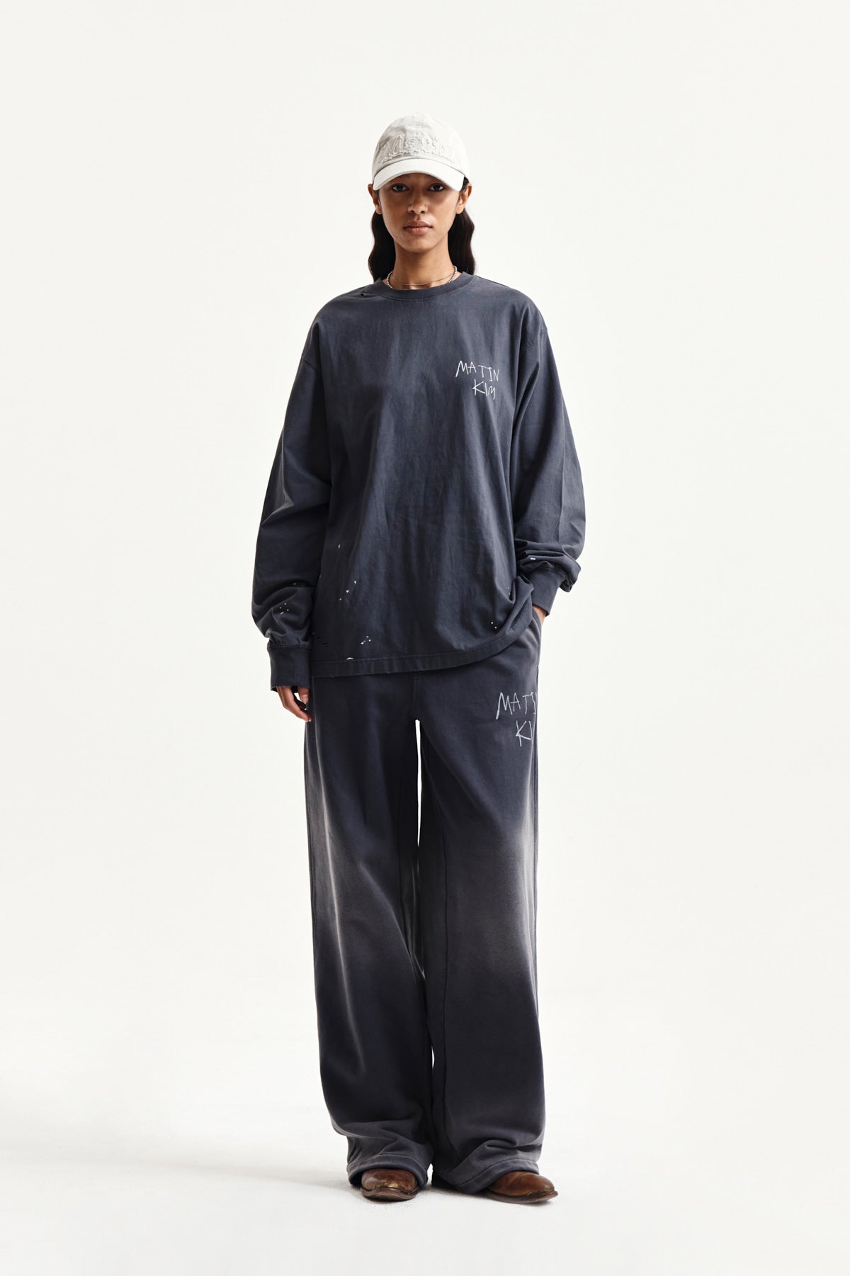 Matin Kim - Vintage Washed Logo Top (Charcoal) product image 8 | TRAB K-Fashion Australia