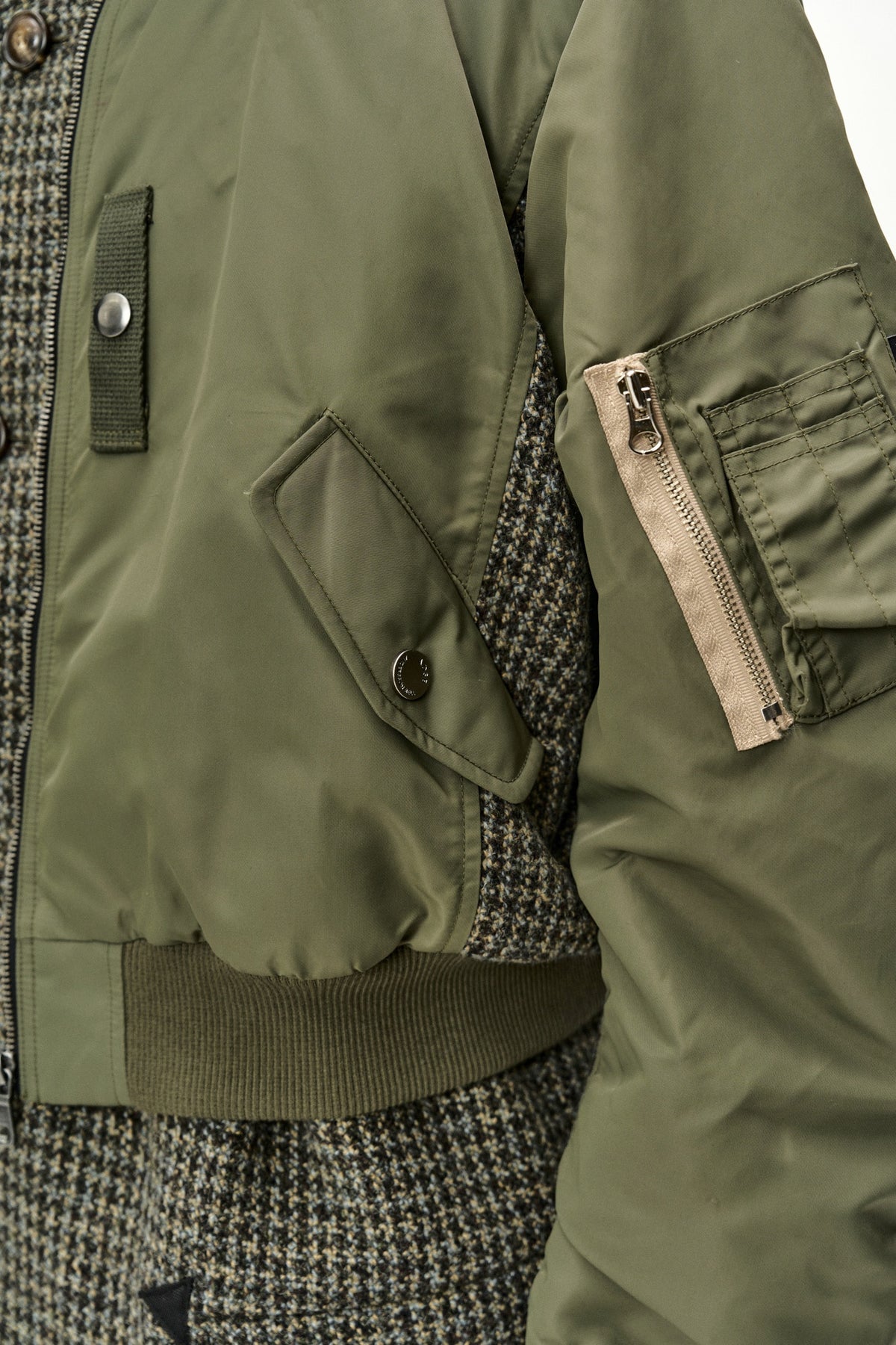 Andersson Bell - Unisex Deconstructed Layered Bomber Coat (Sage) product image 8 | TRAB K-Fashion Australia