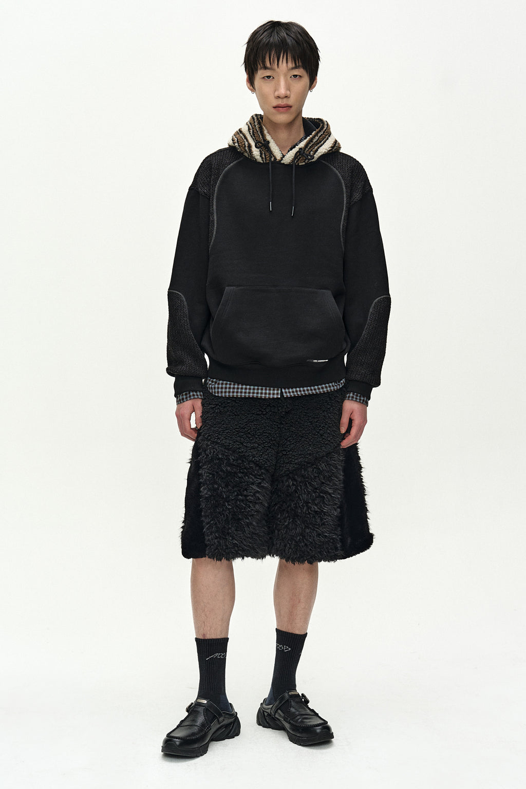 Andersson Bell - Kenley Faux Fur Patchwork Shorts (Black) product image 6 | TRAB K-Fashion Australia