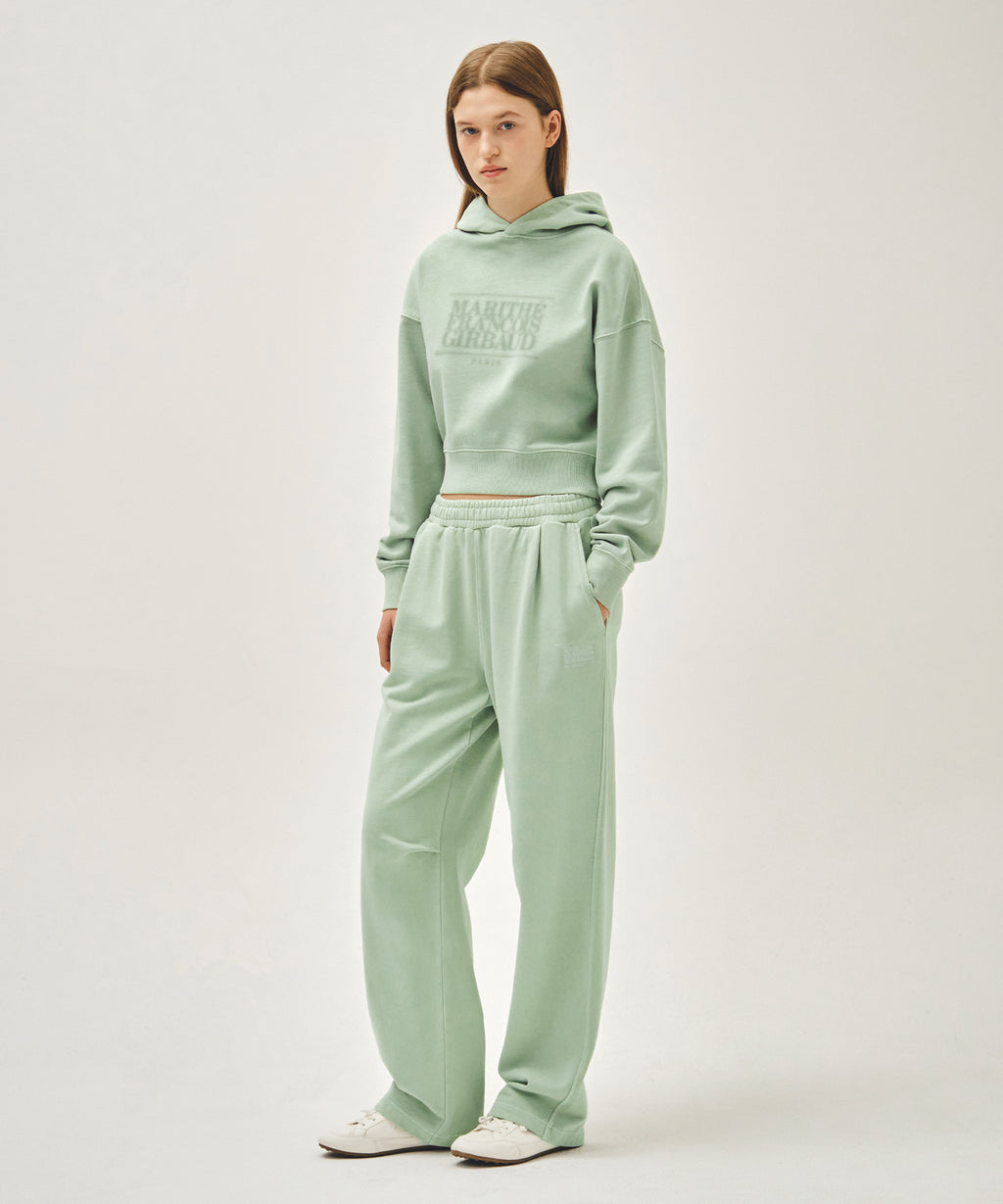 Marithe & Francois Girbaud - Outline Classic Logo Dyeing Tuck Wide Sweat Pants (Mint) product image 4 | TRAB K-Fashion Australia