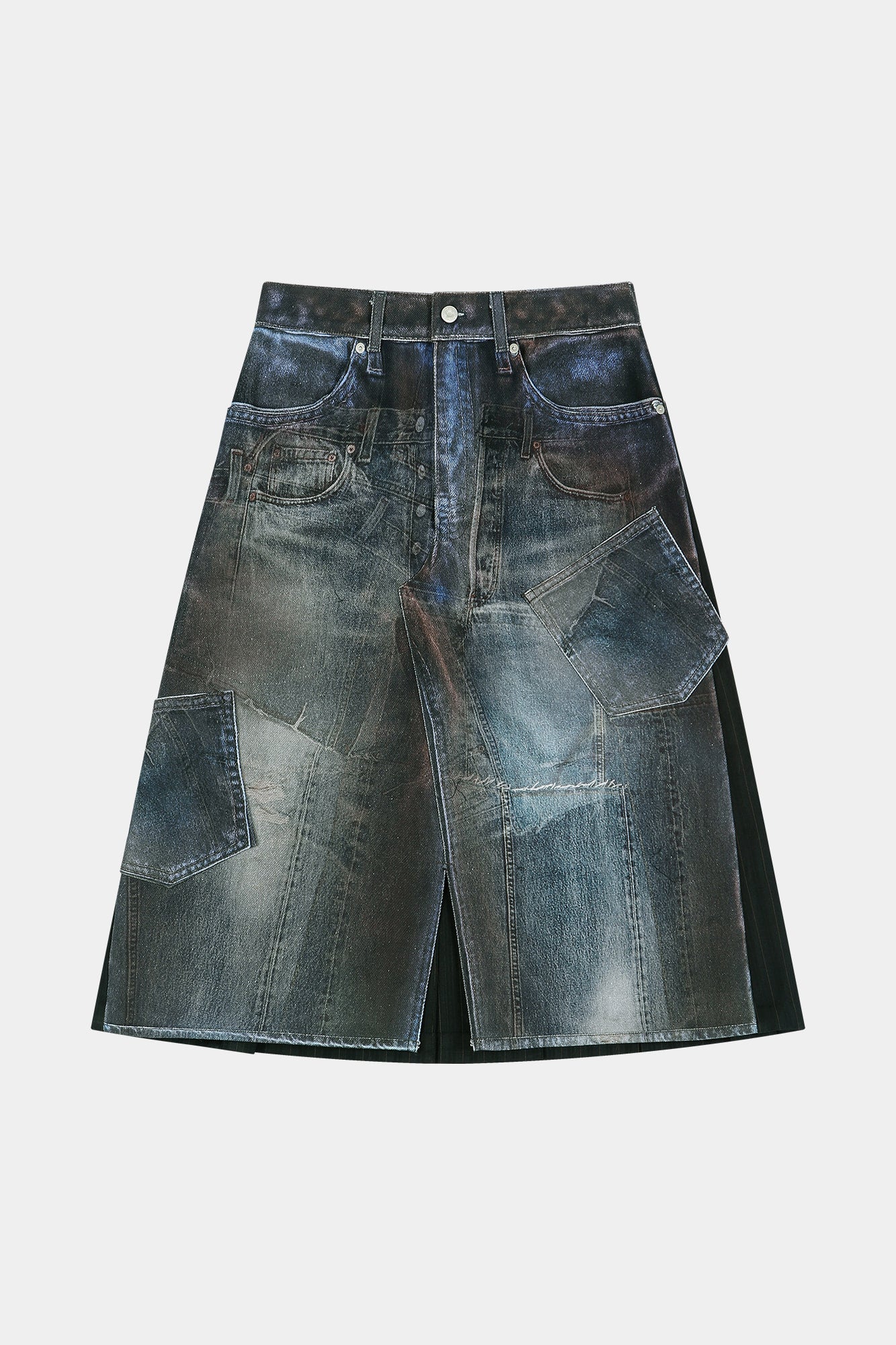 Andersson Bell - Illusion Patchwork Trompe L'oeil Pleated Skirt (blue/black) (Blue/Black) product image 9 | TRAB K-Fashion Australia