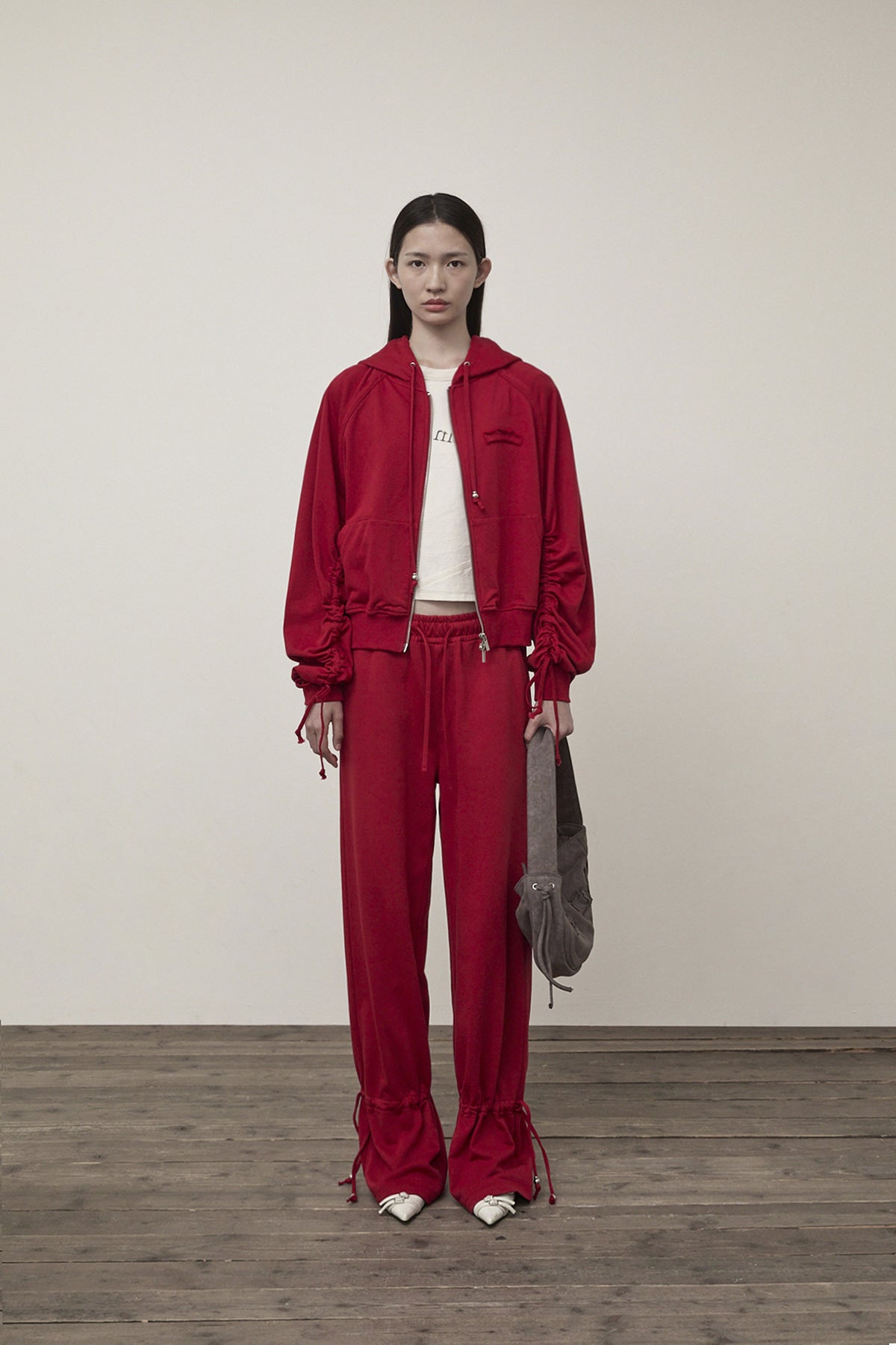 Matin Kim - String Detail Sweatpants (Red) product image 6 | TRAB K-Fashion Australia