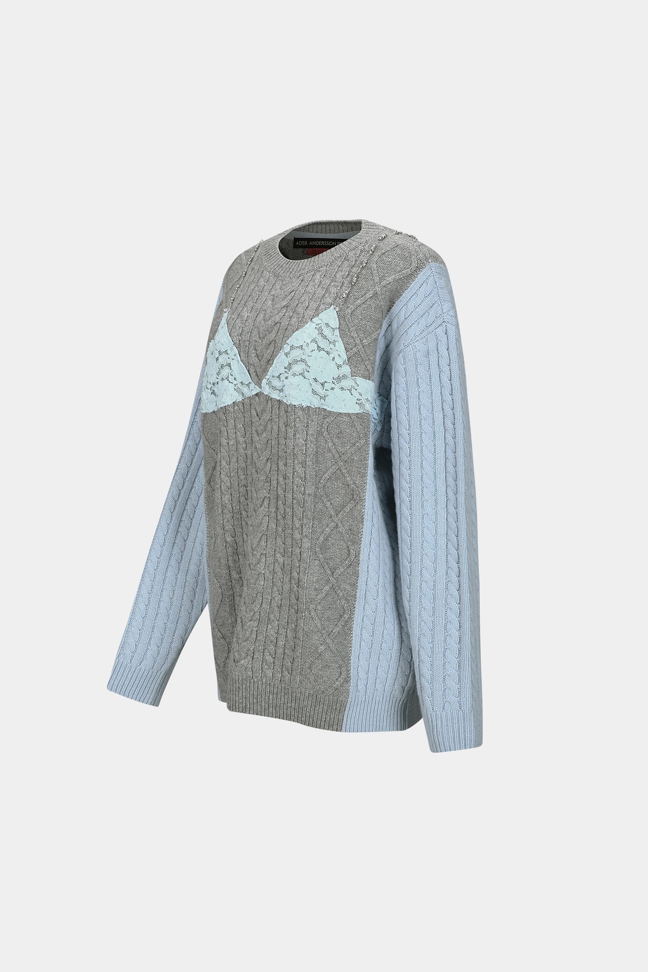 Andersson Bell - Lace Lingerie Boyfriend-Fit Knit (Grey) product image 7 | TRAB K-Fashion Australia