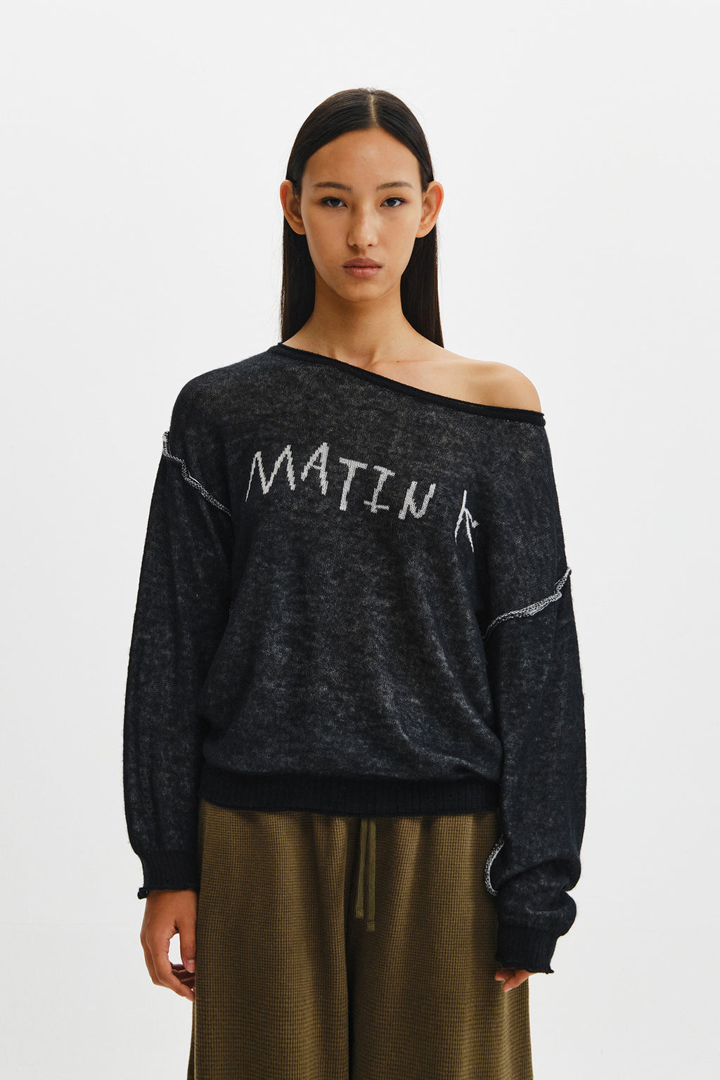 Matin Kim - Matin Dual Tone Knit Pullover (Black) product image 6 | TRAB K-Fashion Australia