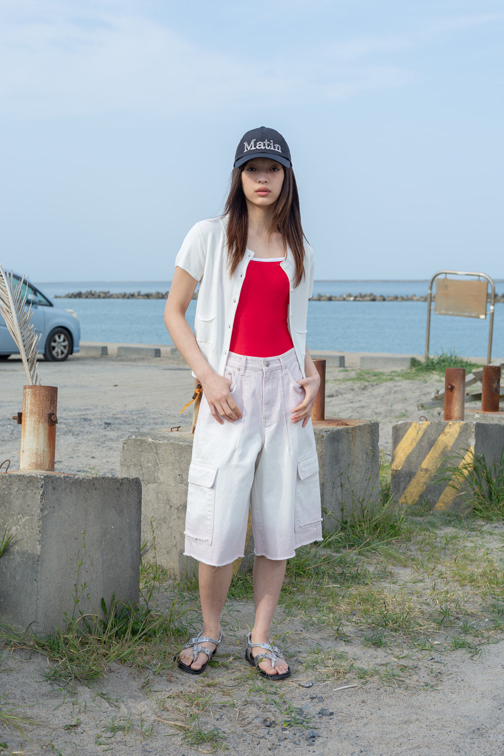 Matin Kim - Pocket Point Half Cardigan (Ivory) product image 6 | TRAB K-Fashion Australia