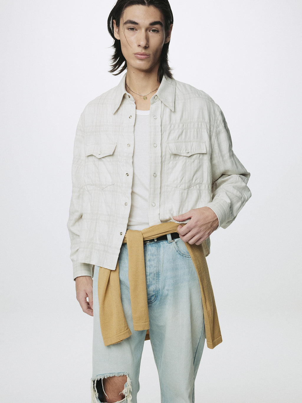 Tonywack - Distressed Loose Straight Denim Jeans (Light Blue) product image 7 | TRAB K-Fashion Australia
