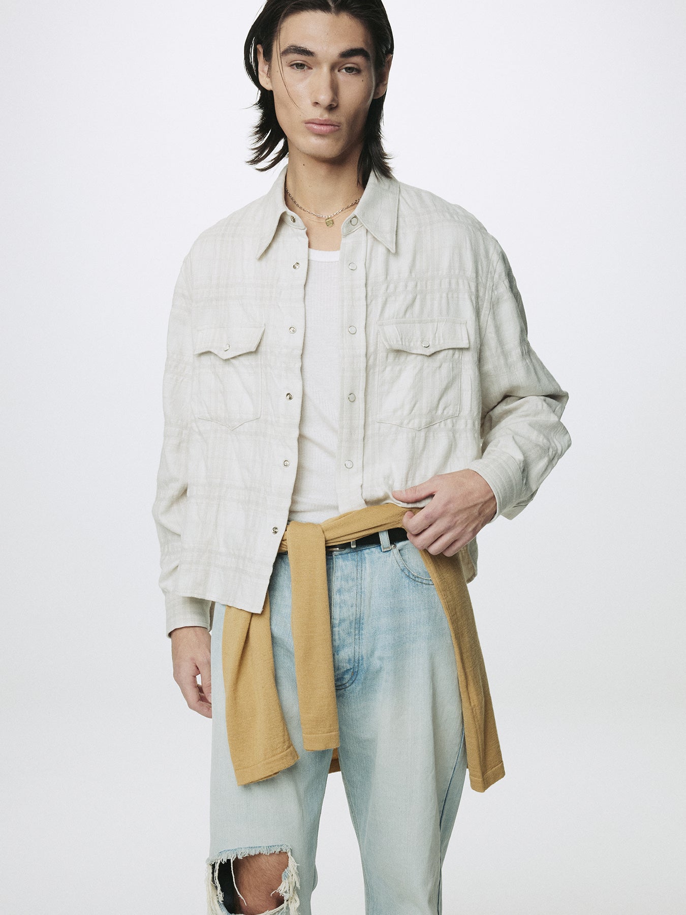 Tonywack - Distressed Loose Straight Denim Jeans (Light Blue) product image 7 | TRAB K-Fashion Australia