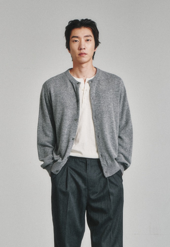 Art if acts - Wholegarment Round Neck Cardigan (Ash) product image 1 | TRAB K-Fashion Australia