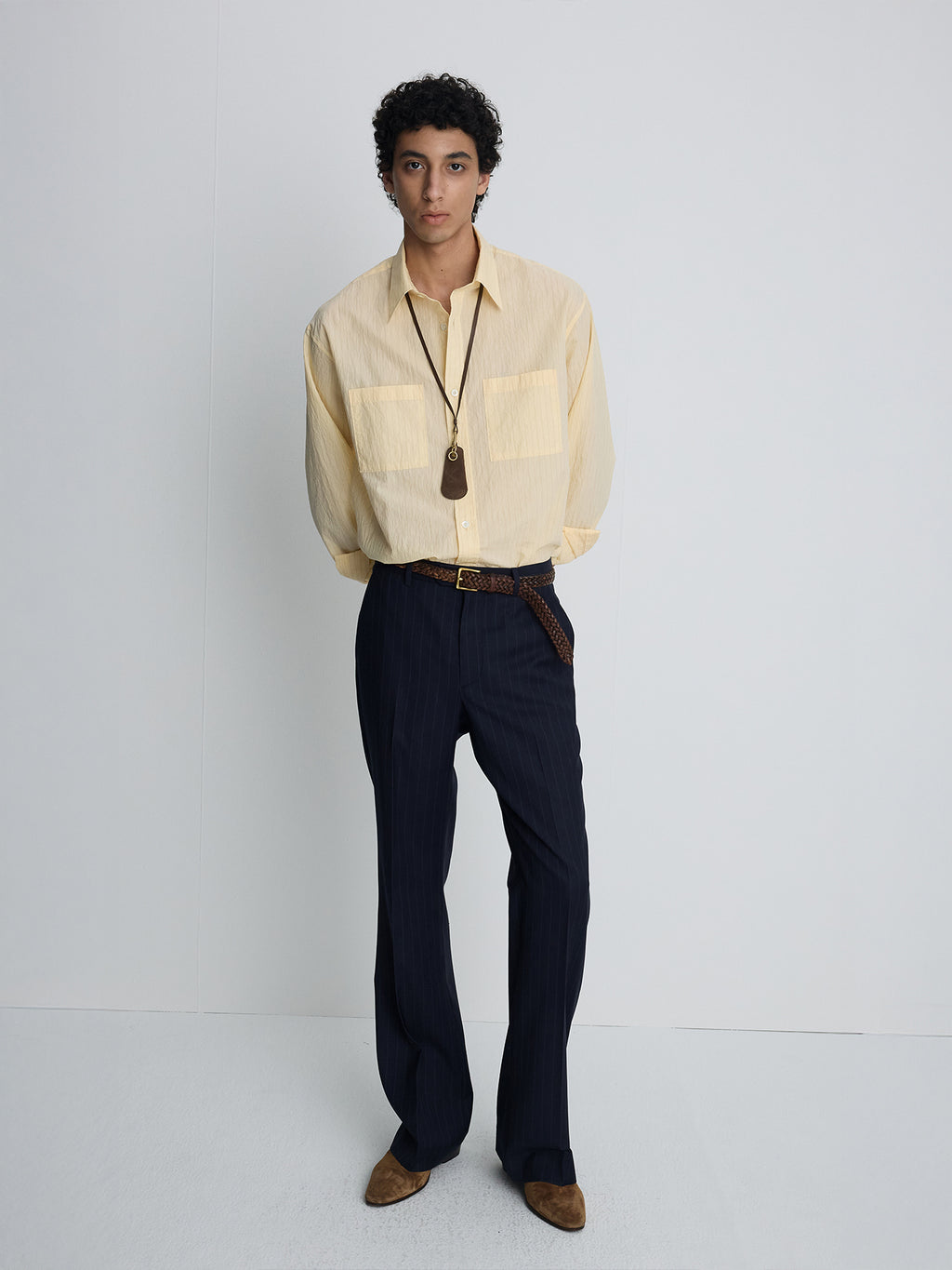 Tonywack - Pinstriped Cotton Blend Shirt (Pale Yellow) product image 7 | TRAB K-Fashion Australia