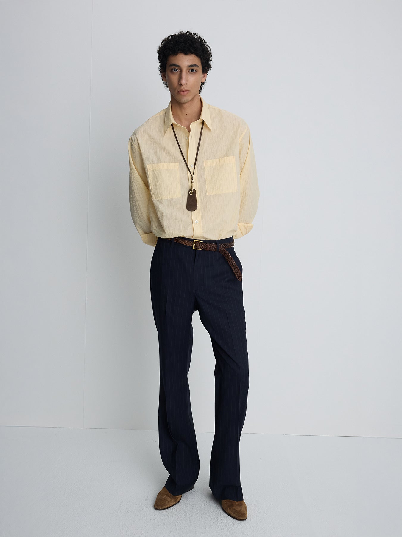 Tonywack - Pinstriped Cotton Blend Shirt (Pale Yellow) product image 7 | TRAB K-Fashion Australia