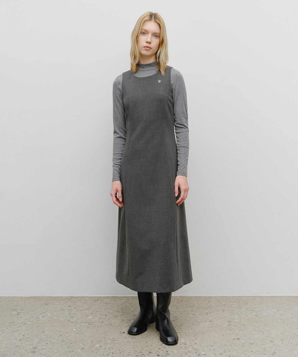 Marithe & Francois Girbaud - Sleeveless Long Dress (Charcoal) product image 1 | TRAB K-Fashion Australia