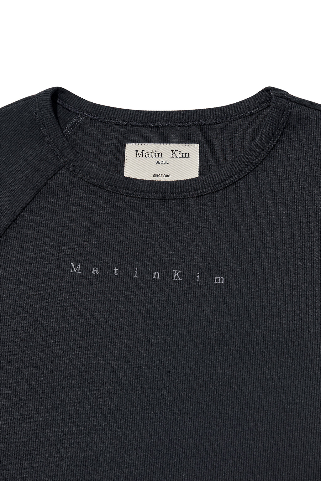 Matin Kim - Finger Hole Logo Printing Top (Charcoal) product image 3 | TRAB K-Fashion Australia