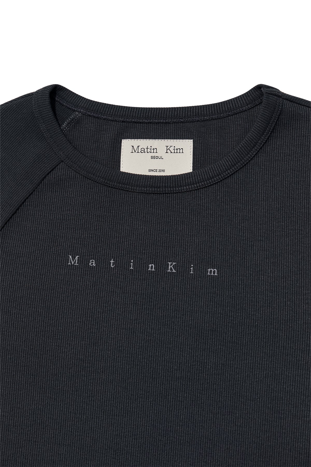 Matin Kim - Finger Hole Logo Printing Top (Charcoal) product image 3 | TRAB K-Fashion Australia