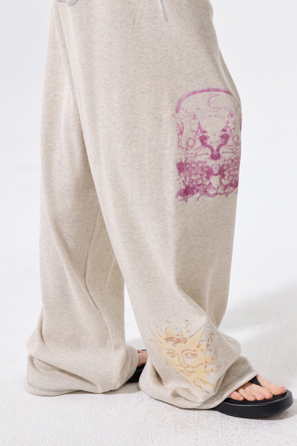 Matin Kim - Sketch Graffiti Waffle Pants (Light Beige) product image 13 | TRAB K-Fashion Australia