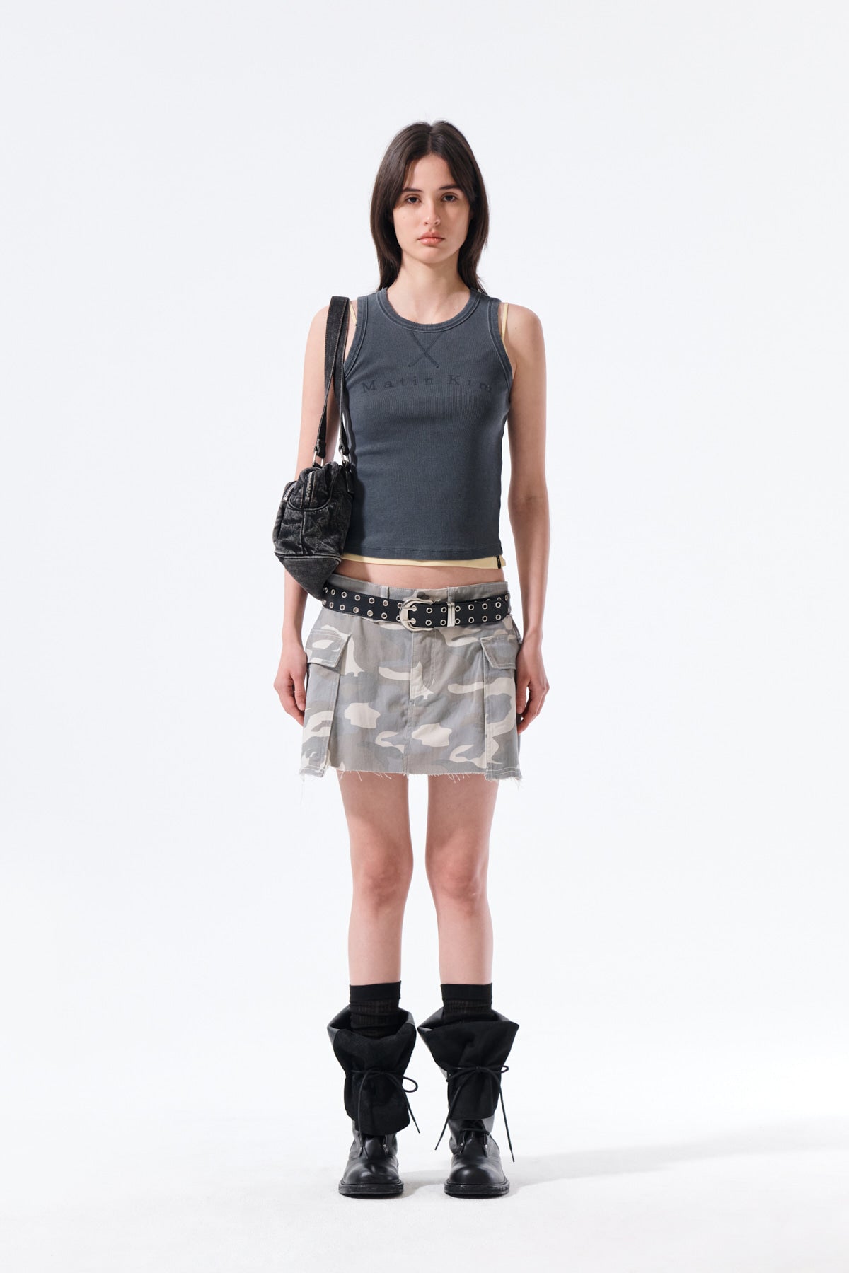 Matin Kim - Cargo Mini Denim Skort (Beige) product image 12 | TRAB K-Fashion Australia