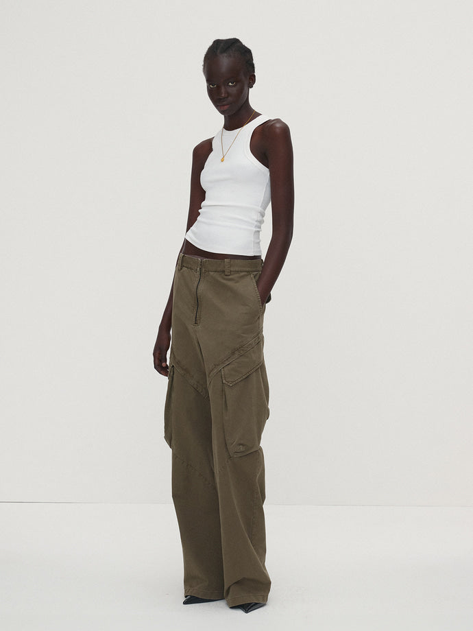 Tonywack - Garment-Dyed Gabardine Wide Cargo Pants (Olive) product image 1 | TRAB K-Fashion Australia