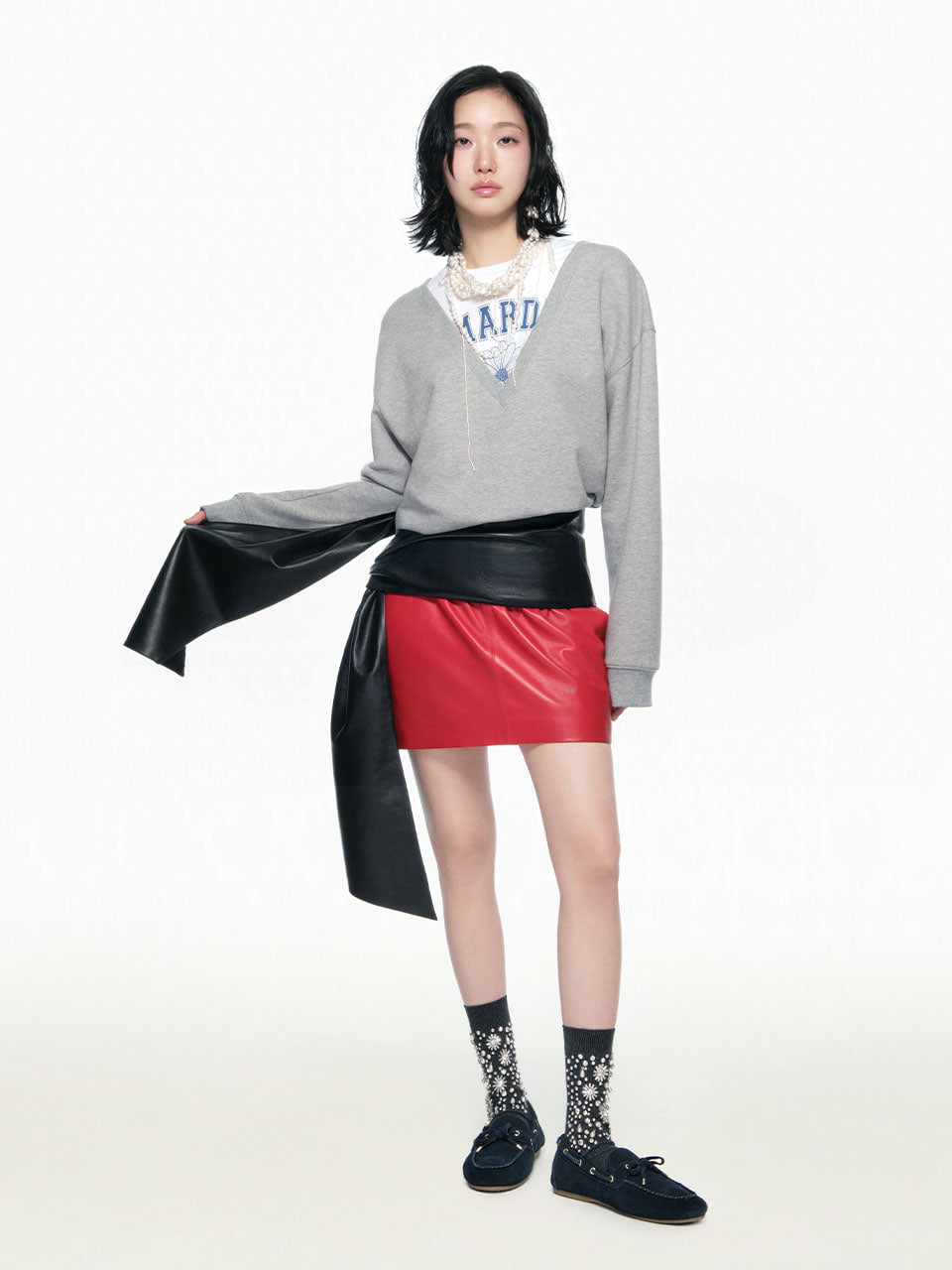 Mardi Mercredi - Lambskin Mini Skirt (Red) product image 1 | TRAB K-Fashion Australia