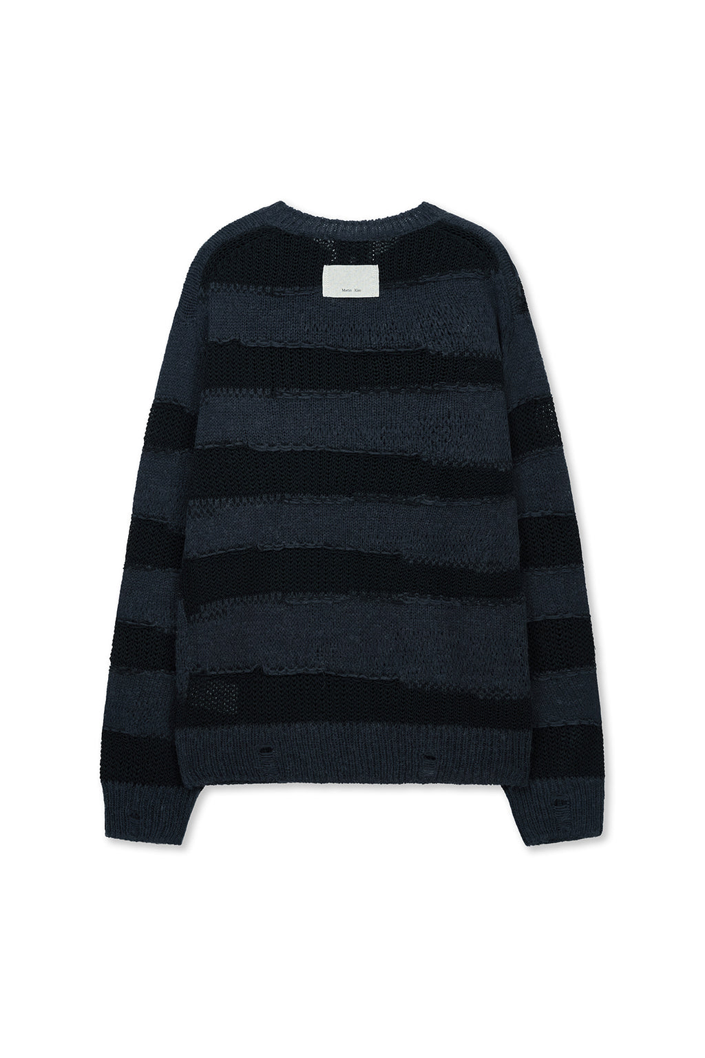 Matin Kim - Texture Block Stripe Knit Pullover (Navy) product image 2 | TRAB K-Fashion Australia