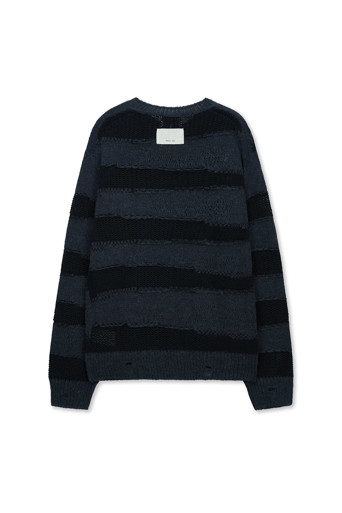 Matin Kim - Texture Block Stripe Knit Pullover (Navy) product image 2 | TRAB K-Fashion Australia