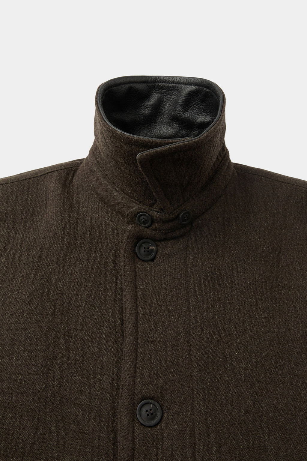 Coor - Trimming Leather Patchwork Coat (Dark Green) product image 6 | TRAB K-Fashion Australia