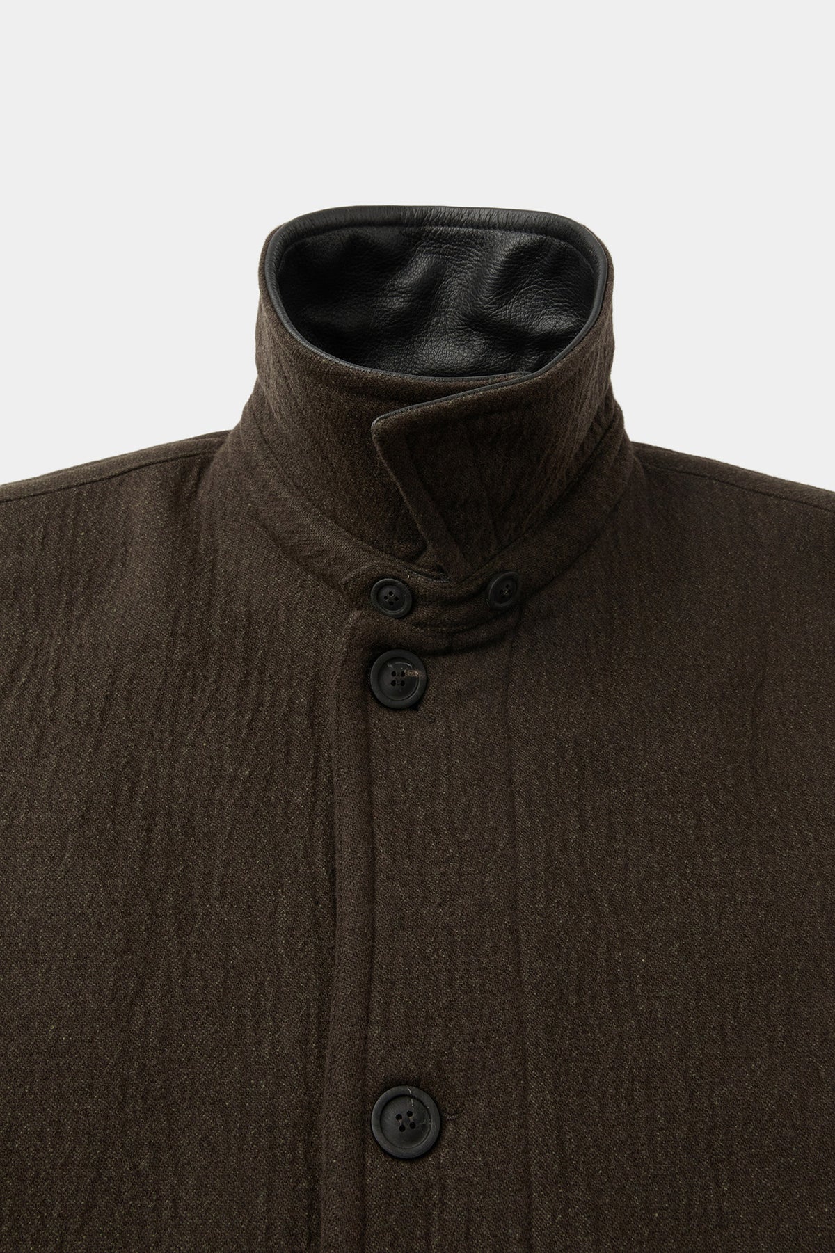 Coor - Trimming Leather Patchwork Coat (Dark Green) product image 6 | TRAB K-Fashion Australia