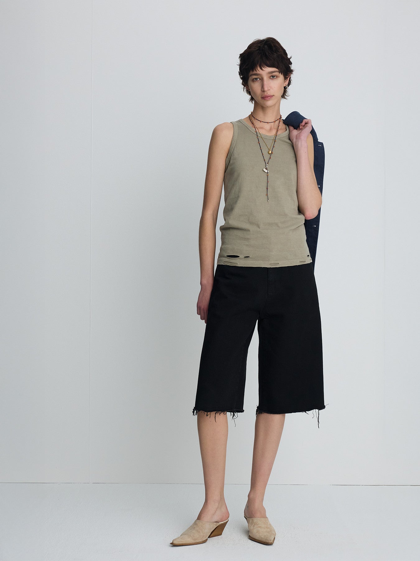 Tonywack - Raw Hem Denim Bermuda Shorts (Washed Black) product image 1 | TRAB K-Fashion Australia