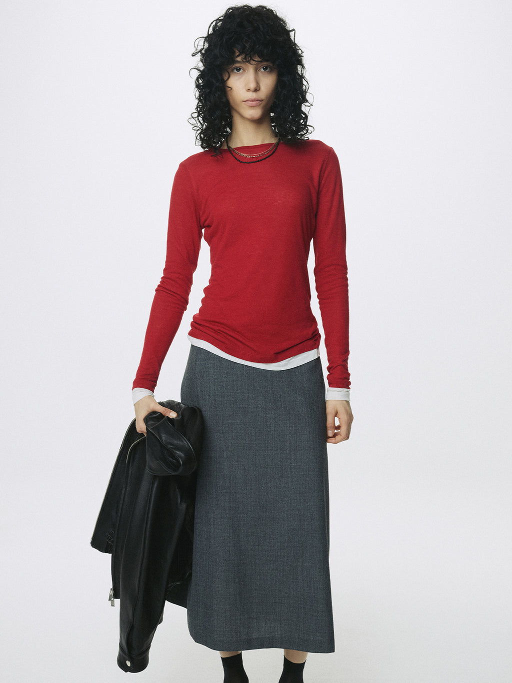 Tonywack - Tencel Layered Long Sleeve (Red/White) product image 2 | TRAB K-Fashion Australia