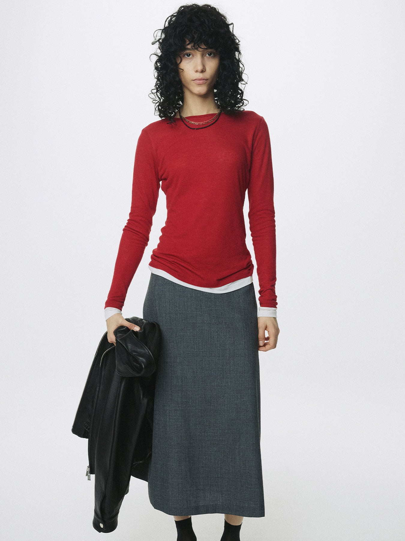 Tonywack - Tencel Layered Long Sleeve (Red/White) product image 2 | TRAB K-Fashion Australia