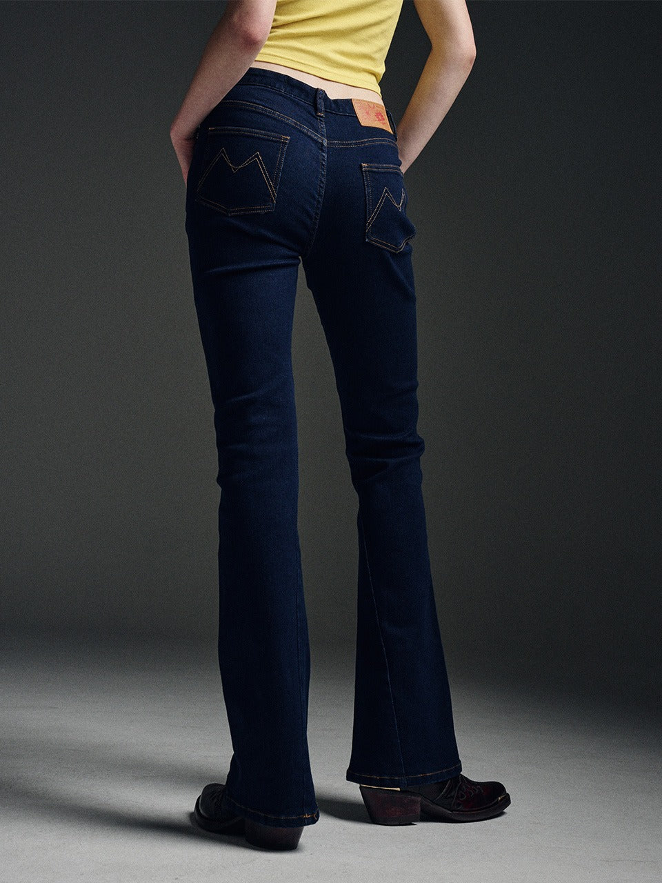 Mardi Mercredi - Denim Boots Cut Mid Rise Pants (Navy) product image 1 | TRAB K-Fashion Australia