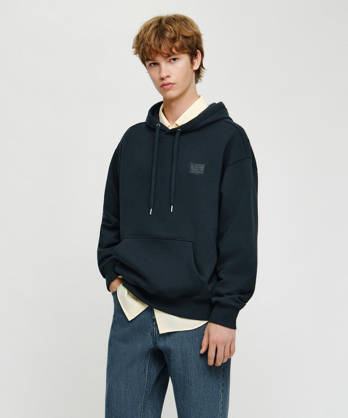 Marithe & Francois Girbaud - Small Classic Logo Oversized Hoodie (brushed) (Dark Green) product image 2 | TRAB K-Fashion Australia