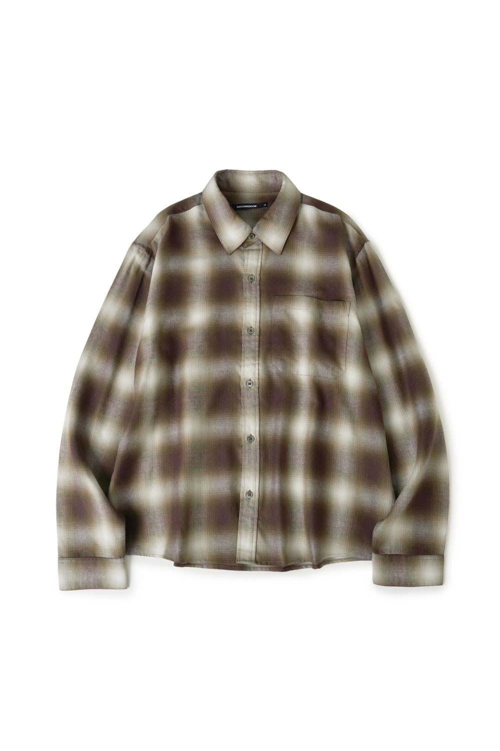 Hatchingroom - Regular Shirt Ombre Check (Khaki/Brown) product image 1 | TRAB K-Fashion Australia