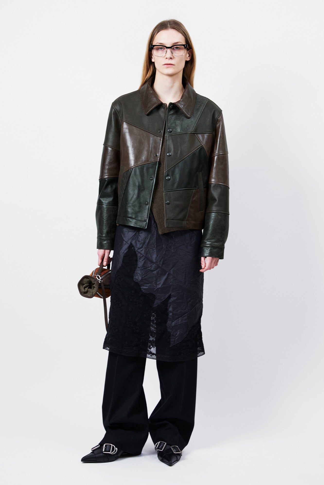 Andersson Bell - Unisex Patchwork Leather Jacket (Black/Brown) product image 8 | TRAB K-Fashion Australia