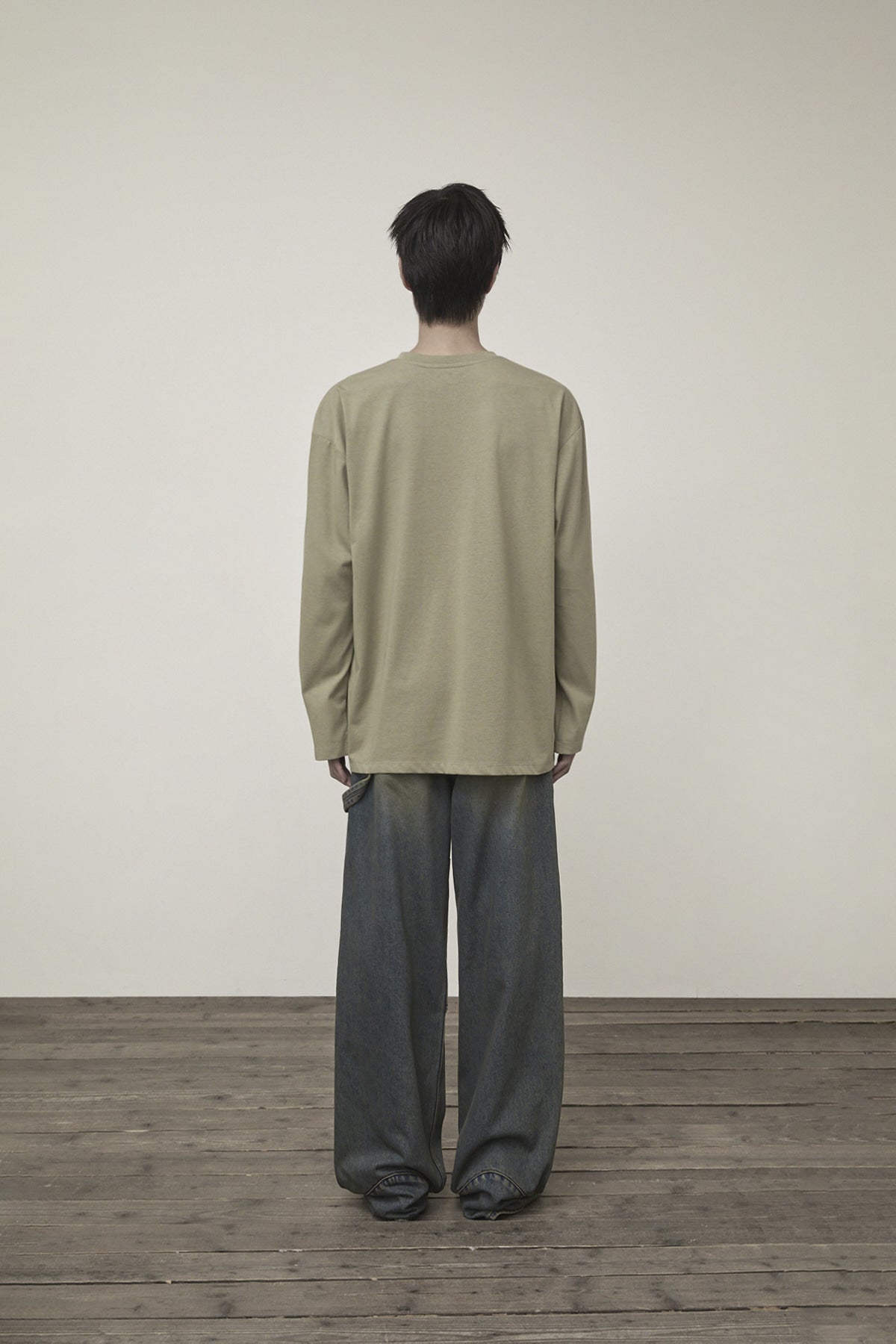 Matin Kim - Tuck Point Long Sleeve Top (Light Khaki) product image 7 | TRAB K-Fashion Australia