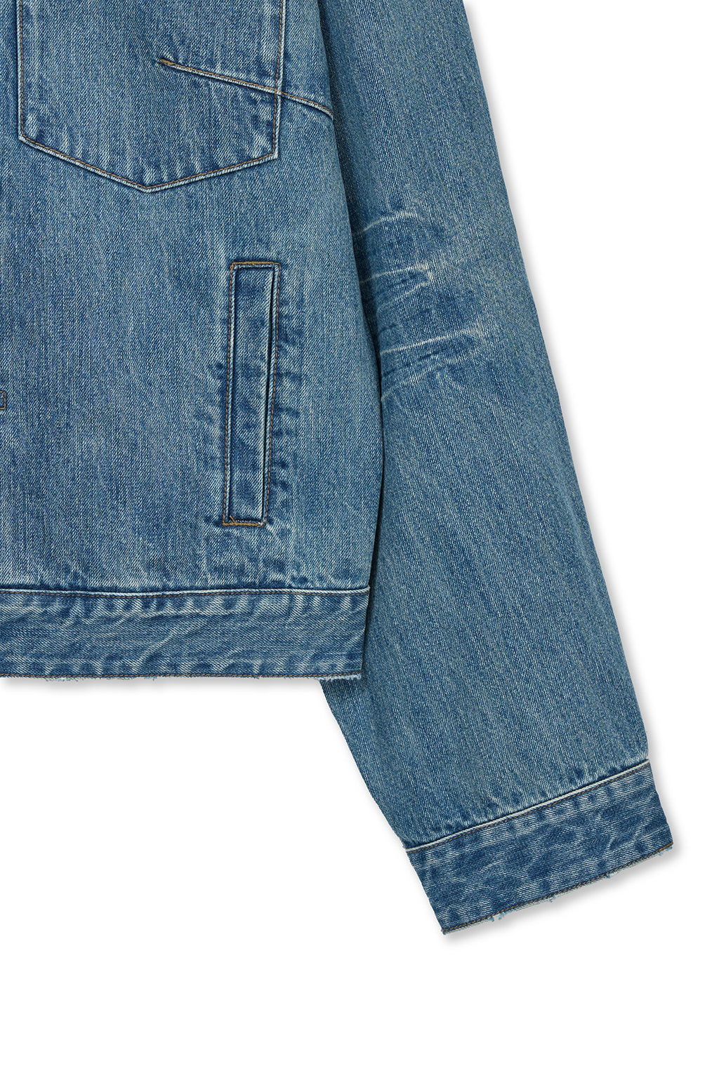 Matin Kim - Vintage Washed Denim Trucker (Blue) product image 4 | TRAB K-Fashion Australia