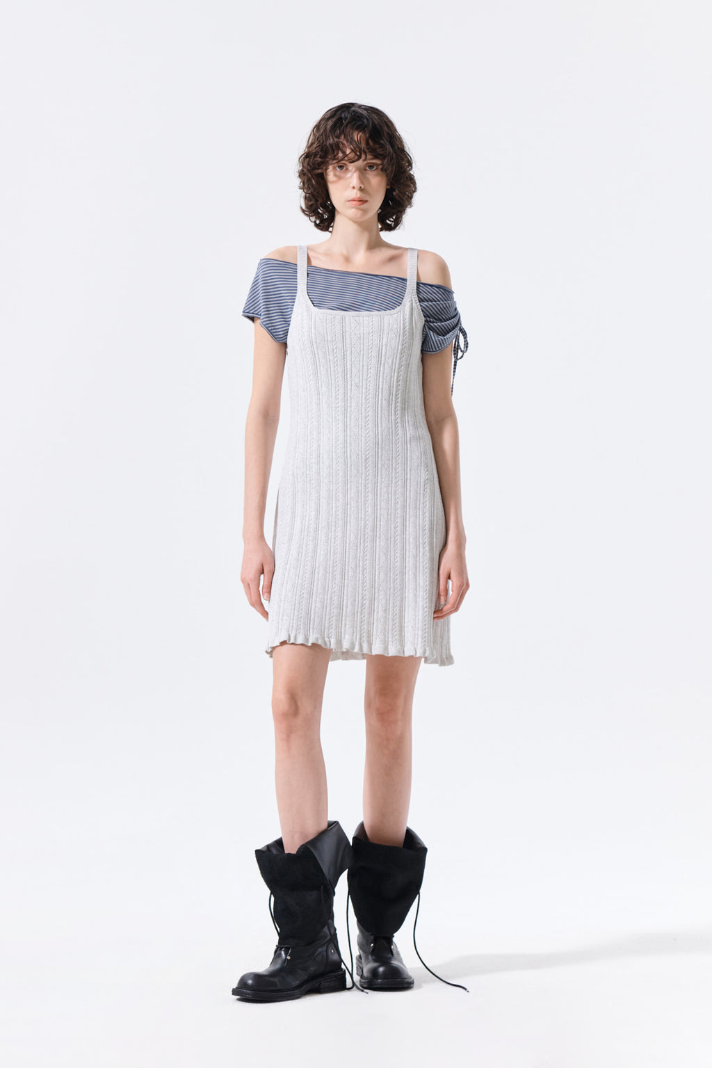 Matin Kim - Open Back Ribbed Knit Dress (Light Grey) product image 9 | TRAB K-Fashion Australia