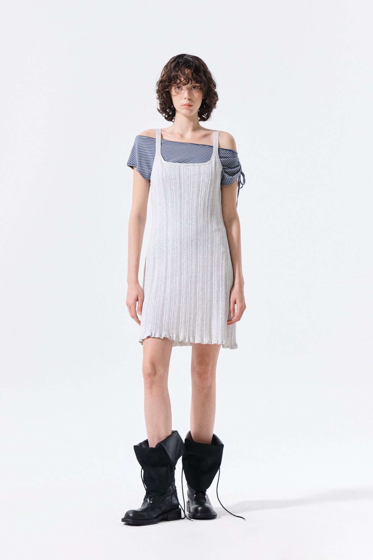 Matin Kim - Open Back Ribbed Knit Dress (Light Grey) product image 9 | TRAB K-Fashion Australia