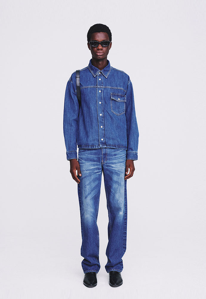 Tonywack - One Pocket Cropped Denim Blouson (Mid Blue) product image 1 | TRAB K-Fashion Australia