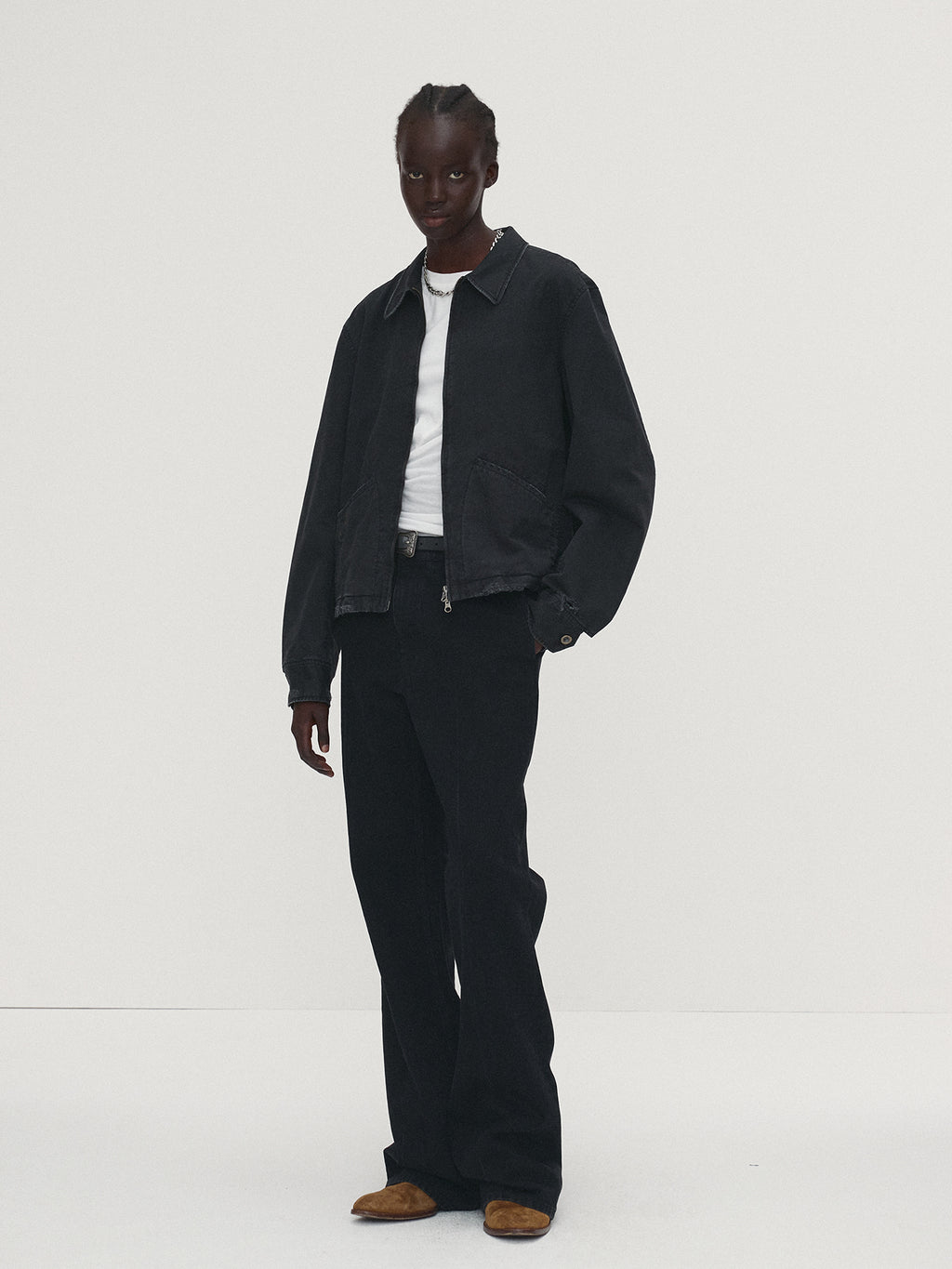 Tonywack - Garment-Dyed Cotton Distressed Mechanic Jacket (Faded Black) product image 5 | TRAB K-Fashion Australia